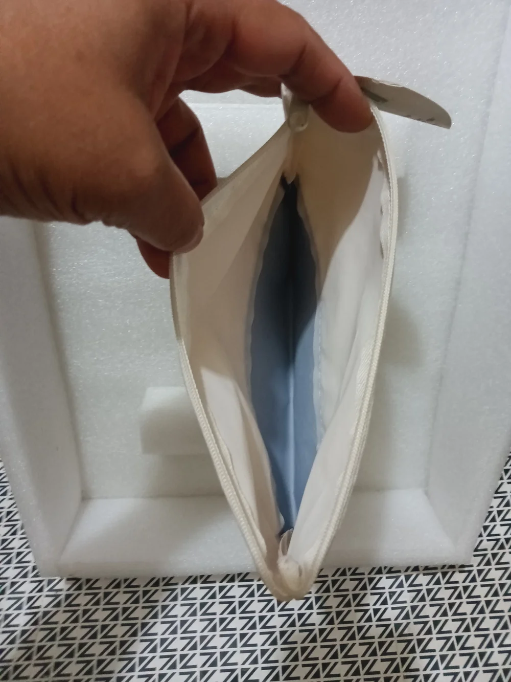 Cosmetic Bag Canvas Pouch in Cream and Navy
